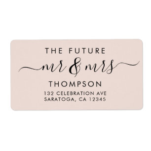 Etiqueta Futuro Elegante MR e SRA. Script Modern Blush Pink