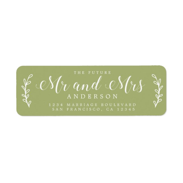 Etiqueta Futuro Sr. Script Leaf Green Endereço (Frente)