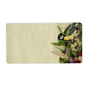 Etiqueta Gaiola de pássaro da canção do amarelo da etiqu