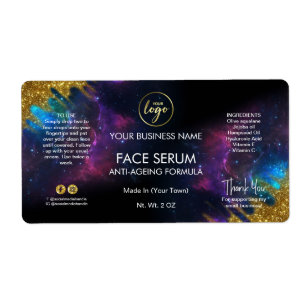 Etiqueta Galáxia Glitter Rótulo De Serum Preto E Cabelo