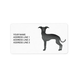 Etiqueta Galgo Italiano Preto Fofo Com Texto Personalizado