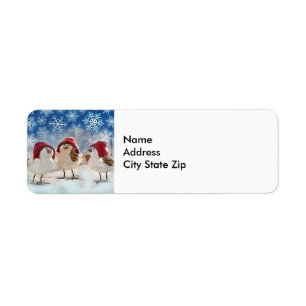 Etiqueta Galinhas de Natal Aquarelas de Neve