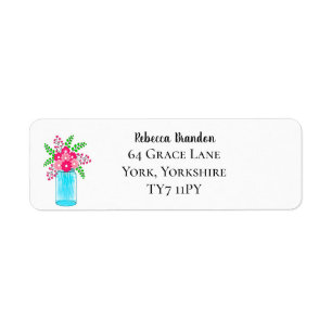 Etiqueta Garden Flowers Mason Jar Return Address Labels