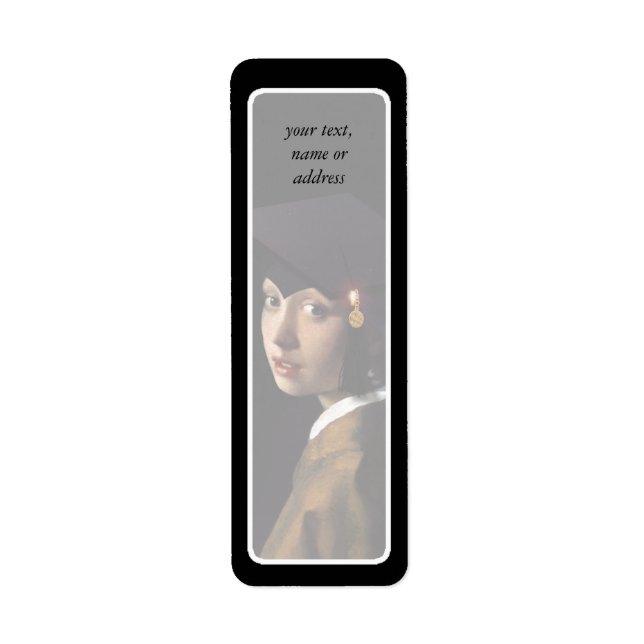 Etiqueta Garota com chapéu de graduação (Frente)