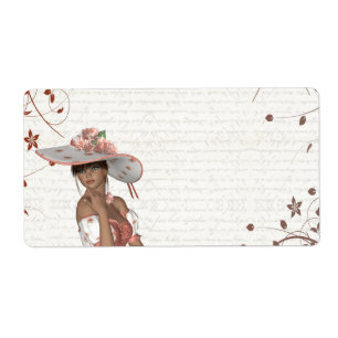Etiqueta Garota de chapéu de verão