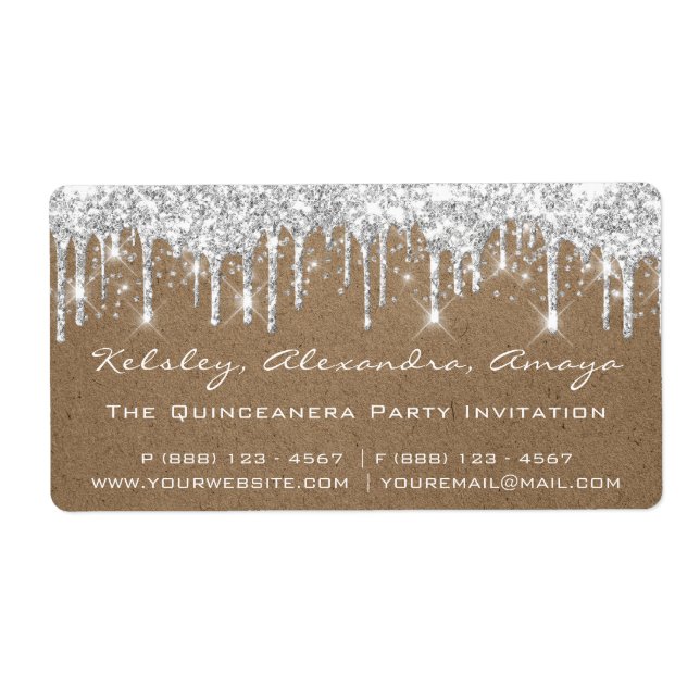 Etiqueta Garota de Prata Confetti Bridal 16º Papel Kraft (Frente)