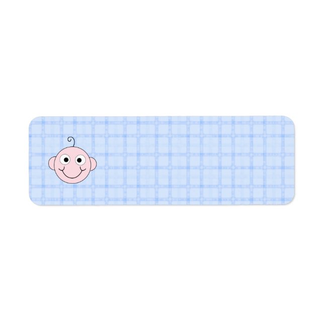 Etiqueta Garoto Bonito. Fundo de verificação azul. (Frente)