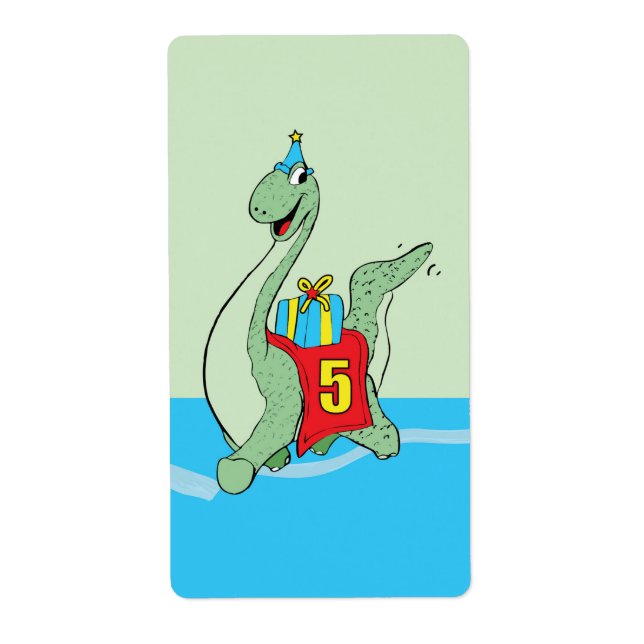 Etiqueta Garoto, Dinossauro de Aniversário 5 (Frente)