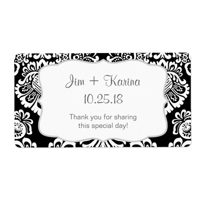 Etiqueta Garrafa de água branca preta - personalize-a! (Frente)