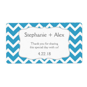 Etiqueta Garrafa de água de Chevron do azul de pavão -