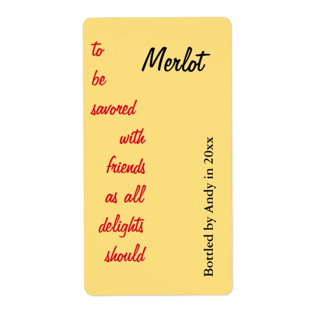 Etiqueta garrafa de vinho rótulo da garrafa de vinho (Frente)