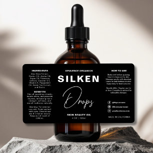 Etiqueta Garrafa Mínima Moderna de Bela Negra Cosmética