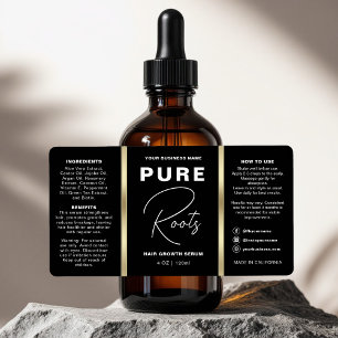 Etiqueta Garrafa Mínima Preta e Dourada de Óleo de Cabelo