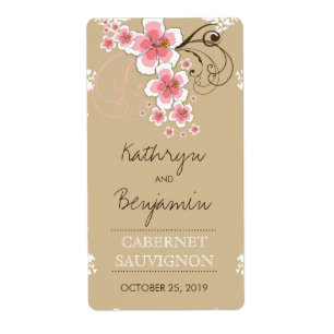 Etiqueta Garrafa rústica do casamento de praia do hibiscus