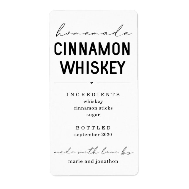 Etiqueta Garrafa Whiskey de Cinnamon Personalizada (Frente)