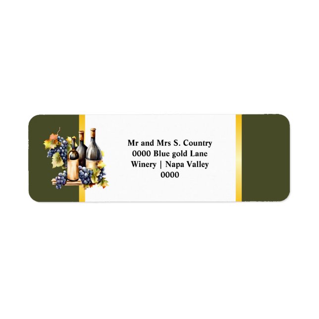 Etiqueta Garrafas de vinho de aquarela uvas vindimadas de v (Frente)