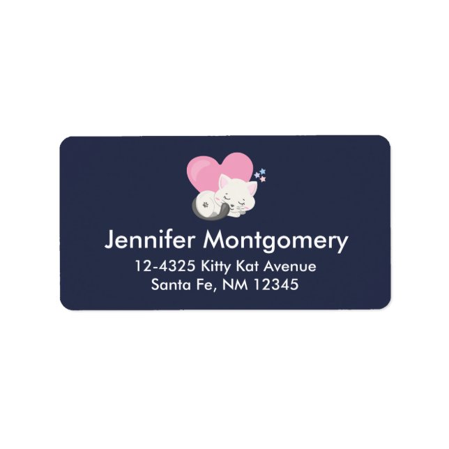 Etiqueta Gatinho Branco Bonito Dormindo (Frente)