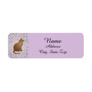 Etiqueta Gatinho Pet Proprietário do Mosaico Roxo Cat Lover