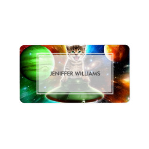 Etiqueta gato alienígena no disco do úfo