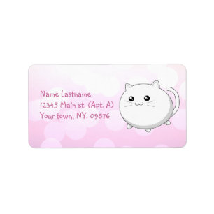 Etiqueta Gato branco do gatinho do kawaii bonito
