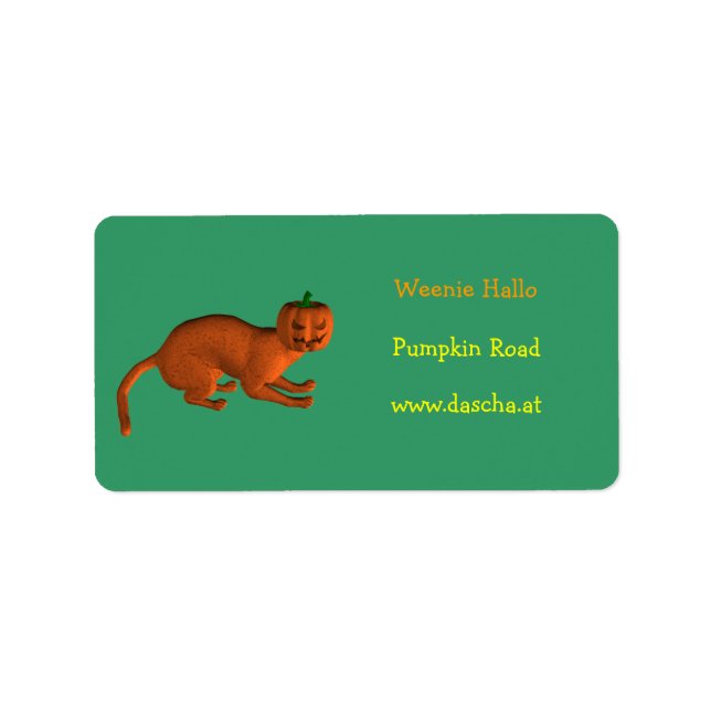 Etiqueta Gato de Abóbora do Halloween (Frente)