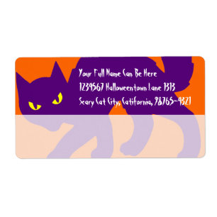 Etiqueta Gato de Gatinho de Halloween Spooky