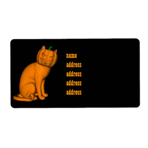 Etiqueta Gato de Halloween estranho