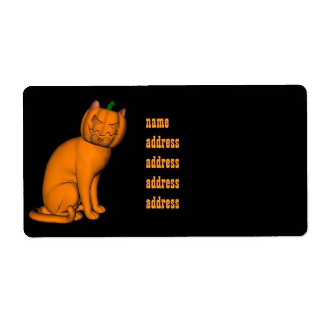 Etiqueta Gato de Halloween estranho (Frente)
