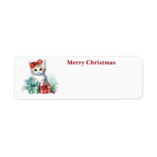 Etiqueta Gato de Natal bonito