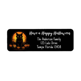 Etiqueta Gato Negro e Jack-o-lanternas
