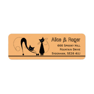 Etiqueta Gato Negro Elegante, Halloween