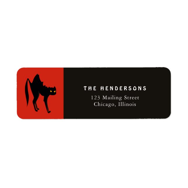 Etiqueta Gato Negro Halloween (Frente)