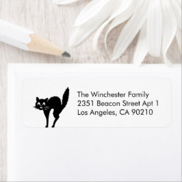 Etiqueta Gato preto branco bonito Endereço engraçado do Dia