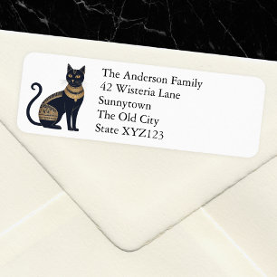 Etiqueta Gato Preto Egípcio Elegante Personalizado