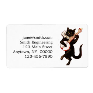 Etiqueta Gato tocando Banjo