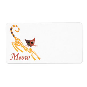 Etiqueta Gato vermelho engraçado