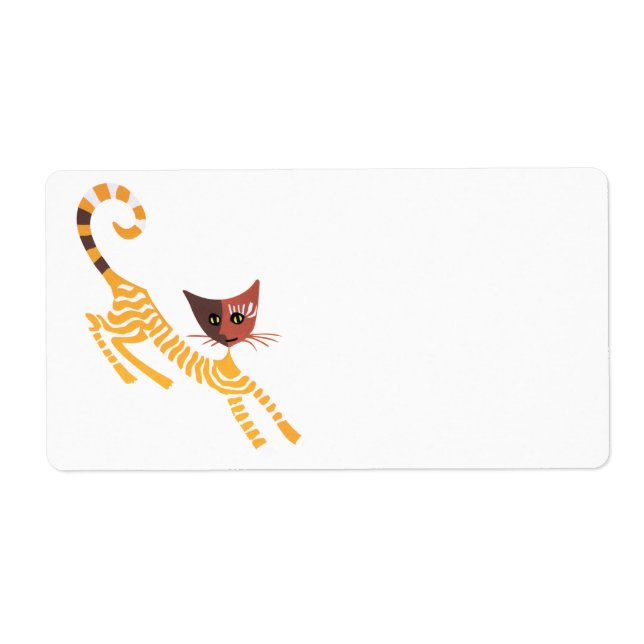 Etiqueta Gato vermelho engraçado (Frente)