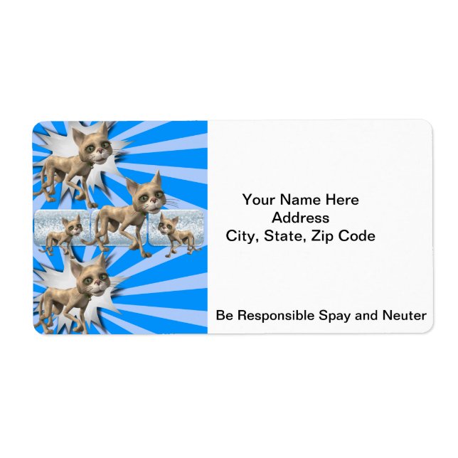 Etiqueta Gatos Blue Spay e Neuter Labs (Frente)