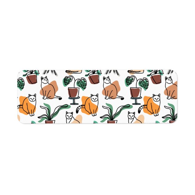 Etiqueta Gatos e flores para desenho de linhagens (Frente)