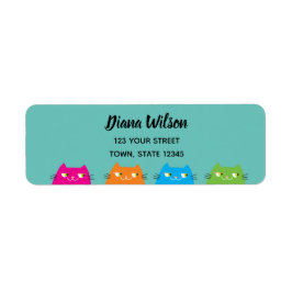 Etiqueta Gatos Kawaii Coloridos Endereço de Remetente