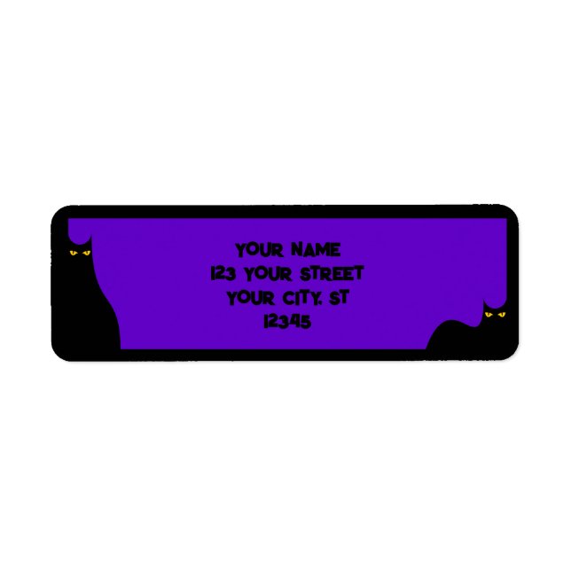 Etiqueta Gatos Pretos Do Dia Das Bruxas Brilhando Olhos Rox (Frente)