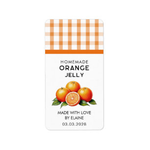 Etiqueta Geleia laranja caseira com padrão verificado