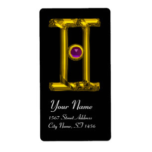 Etiqueta GEMINI ZODIAC ANIVERSÁRIO JOIA Roxo Alexandrite