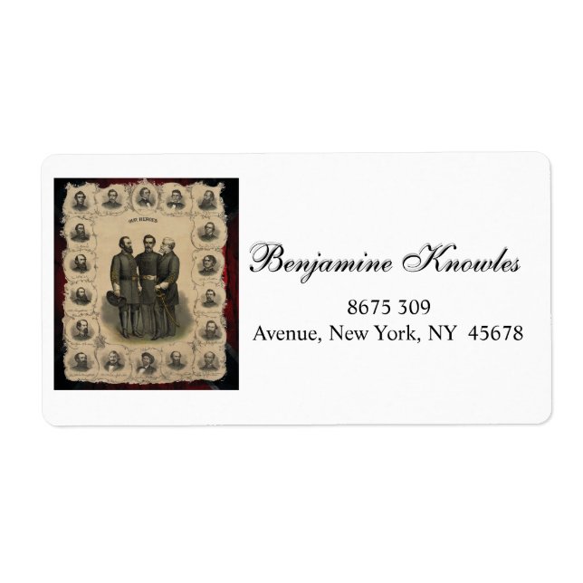 Etiqueta Generais Confederados 🎖️ Guerra Civil ⚔️ Heróis (Frente)