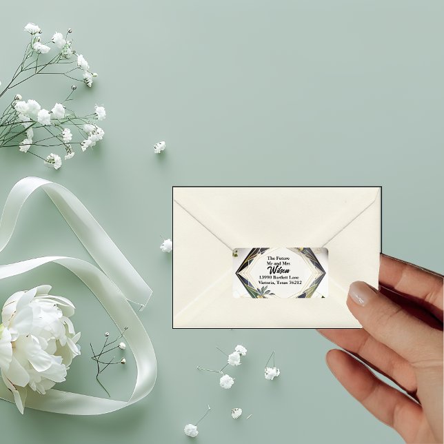 Etiqueta Geométrico Moderno com Pequenas Flores Endereço de (Criador carregado)