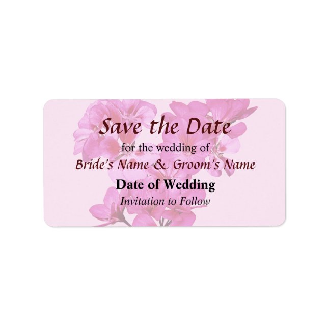 Etiqueta Geranium Heart Save the Date (Frente)