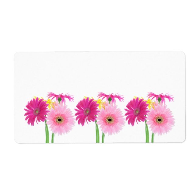 Etiqueta Gerbera Daisy Piink Flowers (Frente)