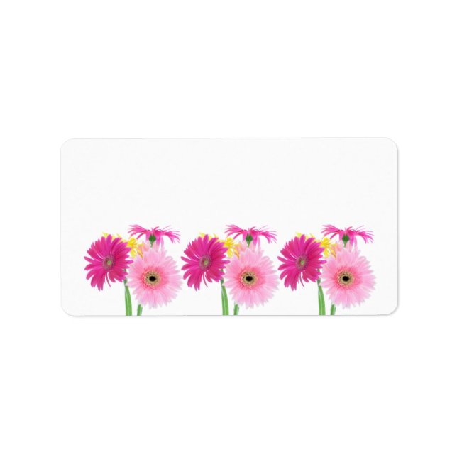 Etiqueta Gerbera Daisy Pink Flowers (Frente)