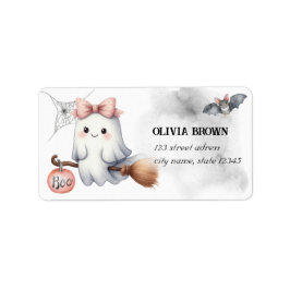 Etiqueta Ghost Bat Pumpkin no Halloween