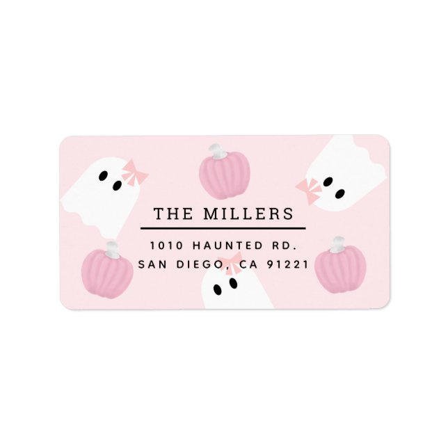 Etiqueta Ghost GIrl & Pumpkin do Halloween (Frente)